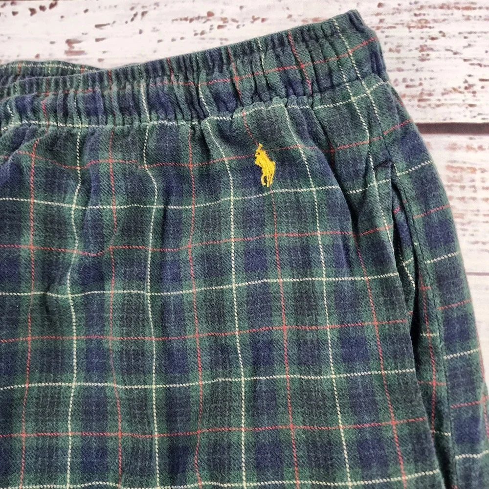 Polo Ralph Lauren Flannel Pajama Pants Men's XL Green Navy Plaid Cotton